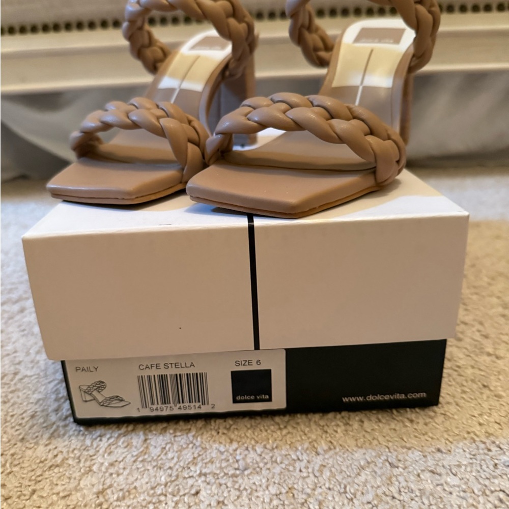 Dolce Vita Tan Heeled Sandals with Braided Straps